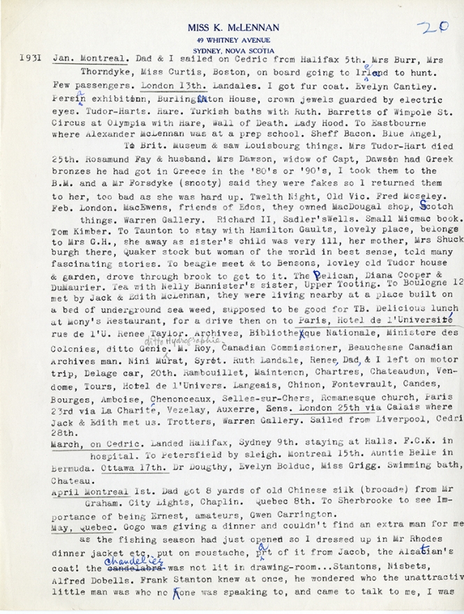 Katharine McLennan's Diary